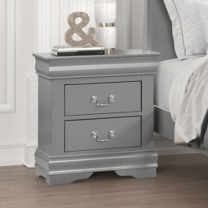 Furniture of America Louis Philippe Transitional Solid with Wood Veneer Gray Night Stand Model FM7866GY-N