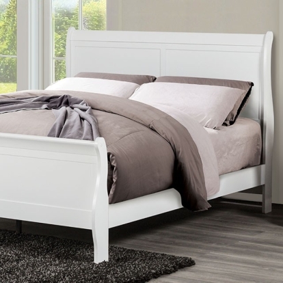 Furniture of America Louis Philippe Transitional Solid with Wood Veneer White Bed Model FM7866WH-Queen Bed