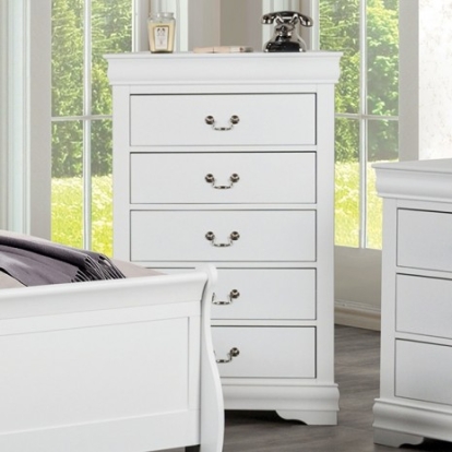 Furniture Of America Louis Philippe Transitional Solid Wood, Wood Veneer, Others White Chest | FM7866WH-C