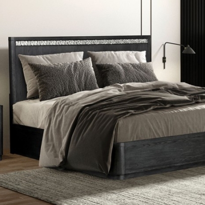 Furniture of America Sterling West Modern Contemporary Engineered with Wood Oak Veneer Solid Rubberwood Ash Gray Bed Model FM79001ES