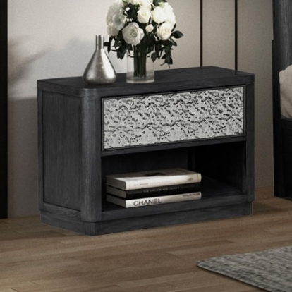 Furniture of America Sterling West Modern Contemporary Engineered with Wood Oak Veneer Solid Rubberwood Ash Gray 1-Drawer Nightstand Model FM79001ES-N1