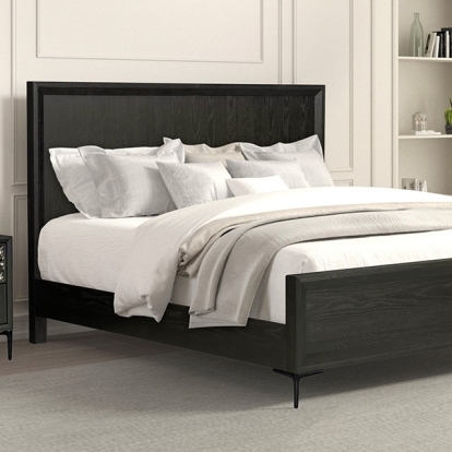 Furniture of America Bashford Modern Contemporary Metal Oak Veneer Solid Rubberwood Espresso Bed Model FM79008ES-Queen Bed