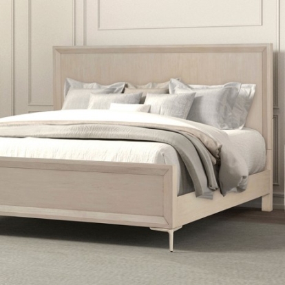 Furniture of America Bashford Modern Contemporary Metal Oak Veneer Solid Rubberwood Natural Oak Bed Model FM79008NT