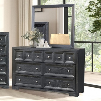 Furniture of America Hatton Cross Modern Classic Engineered with Wood Solid Rubberwood White Oak Veneer Weathered Black Dresser Model FM79011BK-D