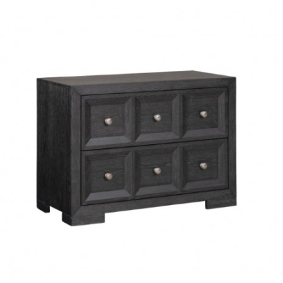 Furniture of America Hatton Cross Modern Classic Engineered with Wood Solid Rubberwood White Oak Veneer Weathered Black Oversized Nightstand Model FM79011BK-N2