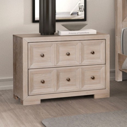 Furniture of America Hatton Cross Modern Classic Engineered with Wood Solid Rubberwood White Oak Veneer Tawny Oversized Nightstand Model FM79011NT-N2