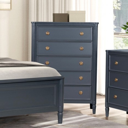 Furniture Of America Altamira Modern French Solid Rubberwood Malta Blue Chest | FM79012BL-C