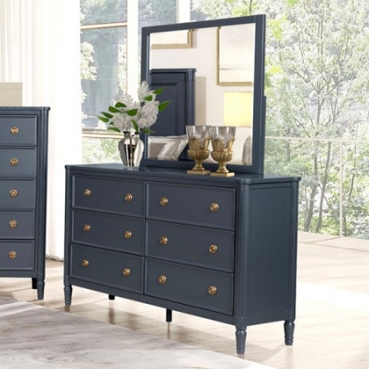 Furniture of America Altamira Modern French Solid Rubberwood Malta Blue Dresser Model FM79012BL-D