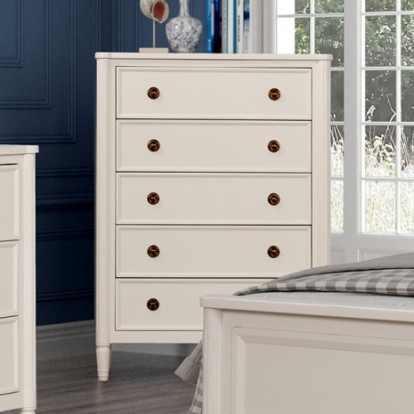 Furniture Of America Altamira Modern French Solid Rubberwood White Chest | FM79012WH-C