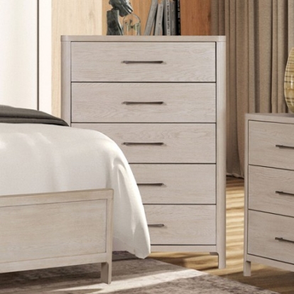 Furniture of America Fareham Modern Engineered with Wood Oak Veneer Solid Rubberwood Oak Chest Model FM79013AK-C