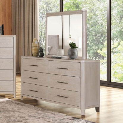 Furniture of America Fareham Modern Engineered with Wood Oak Veneer Solid Rubberwood Oak Dresser Model FM79013AK-D