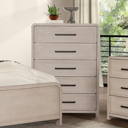 Furniture of America Belize Modern Engineered with Wood Oak Veneer Solid Rubberwood Gray Chest Model FM79016AK-C