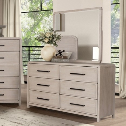 Furniture of America Belize Modern Engineered with Wood Oak Veneer Solid Rubberwood Gray Dresser Model FM79016AK-D