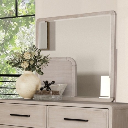 Furniture of America Belize Modern Engineered with Wood Oak Veneer Solid Rubberwood Gray Mirror Model FM79016AK-M