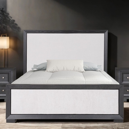 Furniture of America Hatton Cross Modern Classic Engineered with Wood Solid Rubberwood White Oak Veneer Weathered Black Bed Model FM79021BK-Queen Bed
