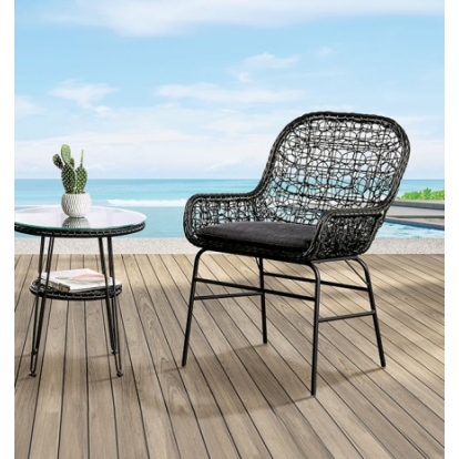Furniture Of America Zalika Contemporary Fabric, Foam, Pe Rattan, Steel Black 3 Pc. Conversation Set | FM80010BK-T-3PC