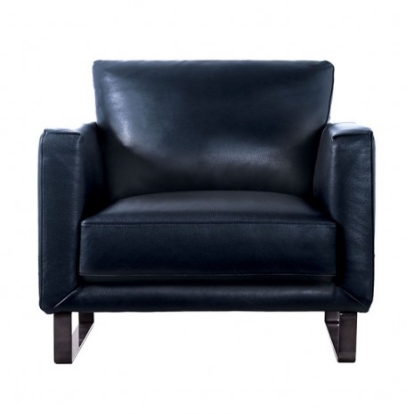 Furniture of America Mezzanotte Contemporary Engineered with Wood Real Italian Leather Midnight Blue Chair Model FM90000-CH-PK