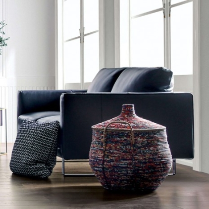 Furniture of America Mezzanotte Contemporary Engineered with Wood Real Italian Leather Midnight Blue Loveseat Model FM90000-LV-PK