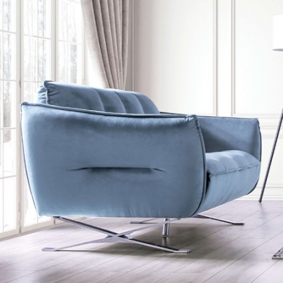 Furniture Of America Civellutino Contemporary Engineered Wood, Metal, Velvet-Like, Others Light Blue Loveseat | FM90004-LV-PK