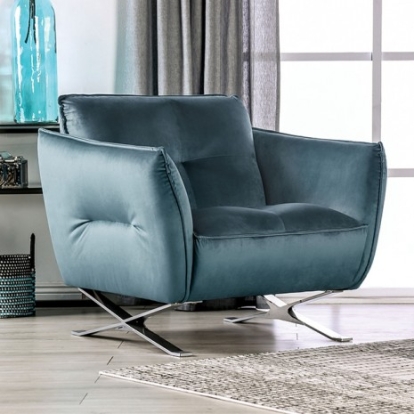 Furniture Of America Civellutino Contemporary Engineered Wood, Metal, Velvet-Like, Others Teal Chair | FM90004TL-CH-PK