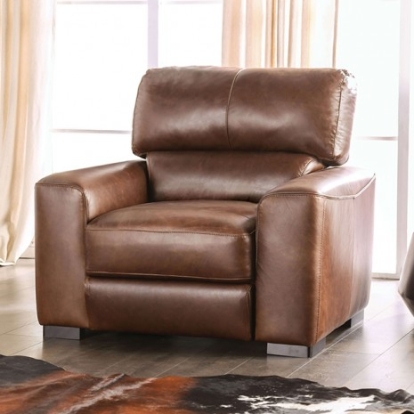 Furniture of America Marsicano Transitional Engineered with Wood Real Italian Leather Cognac Chair Model FM90005-CH