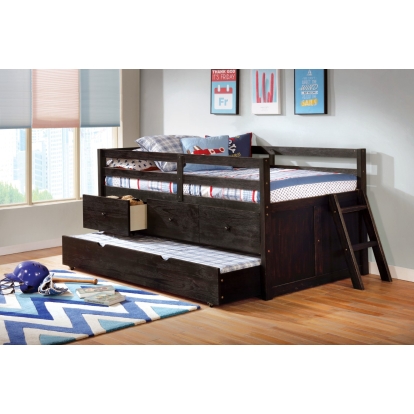 Anisa Wire-Brushed Black Twin Loft Bed Model FOA-BK651BK-BED by Furniture of America