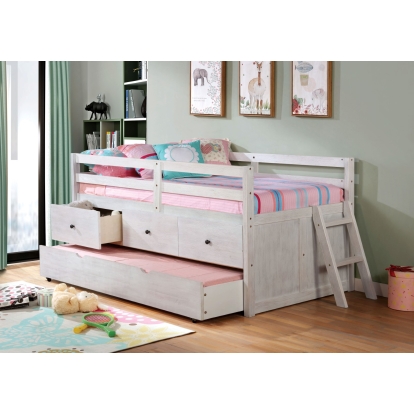 Anisa Wire-Brushed White Twin Loft Bed Model FOA-BK651WH-BED by Furniture of America