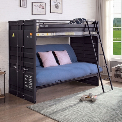 Lafray Black Twin Bunk Bed with Futon Base Model FOA-BK652BK-BED by Furniture of America