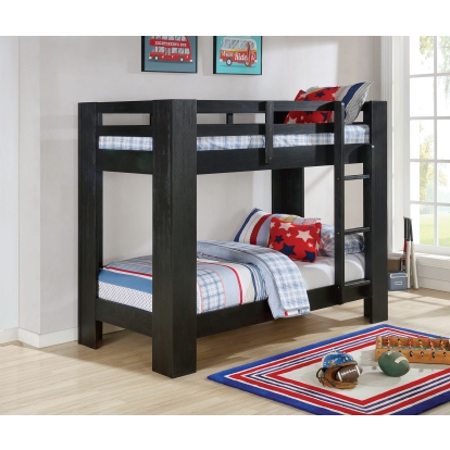 Suzie Wire-Brushed Black Twin/Twin Bunk Bed Model FOA-BK972BK-BED by Furniture of America