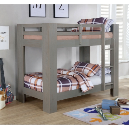 Suzie Wire-Brushed Gray Twin/Twin Bunk Bed Model FOA-BK972GY-BED by Furniture of America