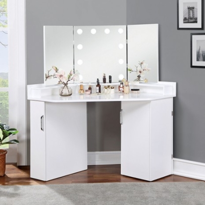 Furniture Of America Lorybelle Glam Mirror, Solid Wood, Others White Vanity | FOA-DK5134WH-PK