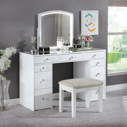 Louise White Vanity with Stool Model FOA-DK5240-SET by Furniture of America