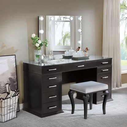Valentina Obsidian Gray Vanity Set Model FOA-DK5682DG-PK by Furniture of America