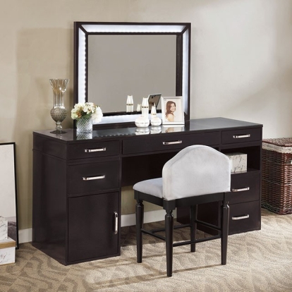 Vickie Obsidian Gray Vanity Set Model FOA-DK5684DG-PK by Furniture of America