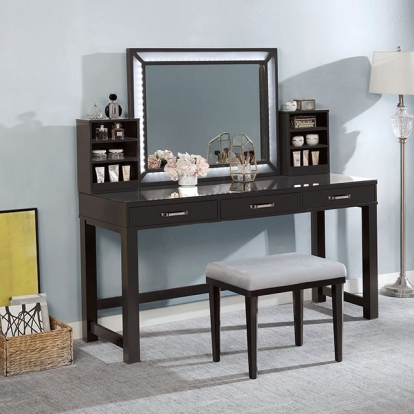 Stephanie Obsidian Gray Vanity Set Model FOA-DK5685DG-PK by Furniture of America
