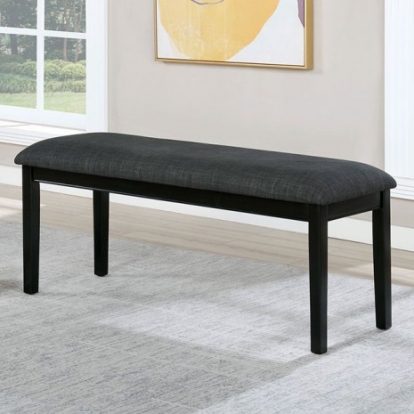 Furniture of America Carbey Transitional Fabric Solid with Wood Veneer Black-Gray Bench Model FOA3488BN