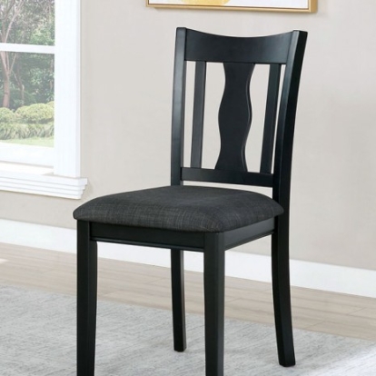 Furniture of America Carbey Transitional Fabric Solid with Wood Veneer Black-Gray Side Chair (2-Ctn) Model FOA3488SC-2PK
