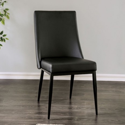 Furniture of America Porrima Contemporary Leatherette Steel Black Side Chair (2-Ctn) Model FOA3723SC-2PK