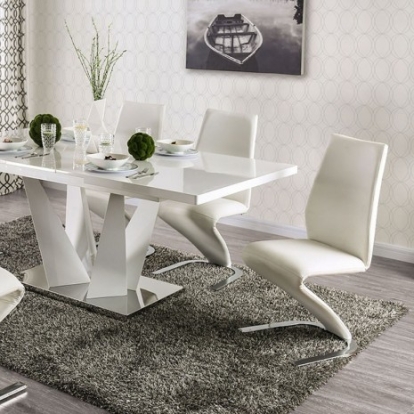 Furniture of America Zain Contemporary Metal White-Chrome Dining Table Model FOA3742T-TABLE