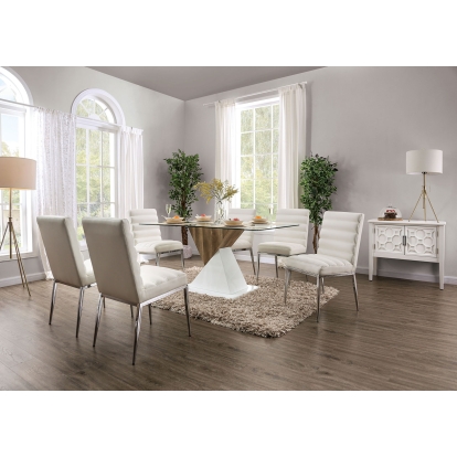 Cilegon White/Natural Tone 5 Piece Dining Table Set Model FOA3746T-5PC by Furniture of America