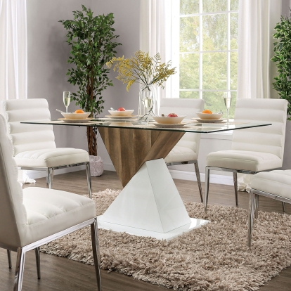 Bima White/Natural Tone Dining Table Model FOA3746T-TABLE by Furniture of America
