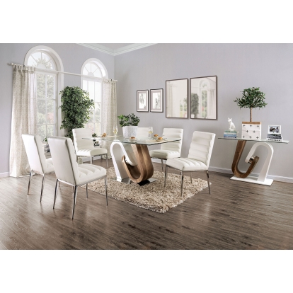Cilegon White/Natural Tone 5 Piece Dining Table Set Model FOA3748T-5PC by Furniture of America