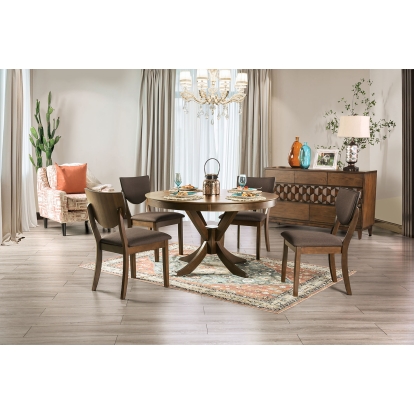 Marina Walnut/Dark Chocolate 5 Piece Dining Table Set Model FOA3787RT-5PC by Furniture of America