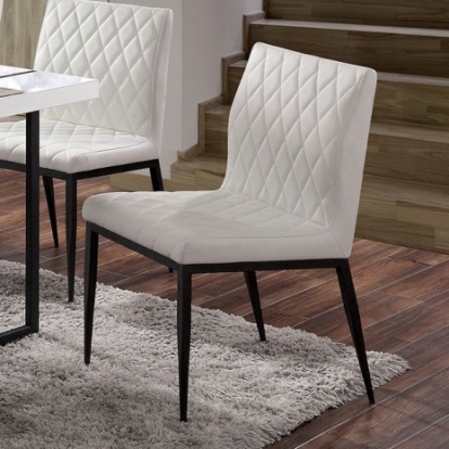 Furniture of America Alisha Contemporary Leatherette Metal Solid with Wood Black-Ivory Side Chair (2-Ctn) Model FOA3799SC-2PK