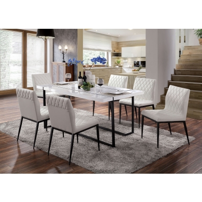 Alisha White/Black 7 Piece Dining Table Set Model FOA3799T-7PC by Furniture of America
