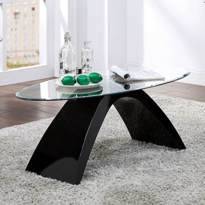 Furniture of America Nahara Contemporary Glass Black Coffee Table Model FOA4042BK-C-TABLE