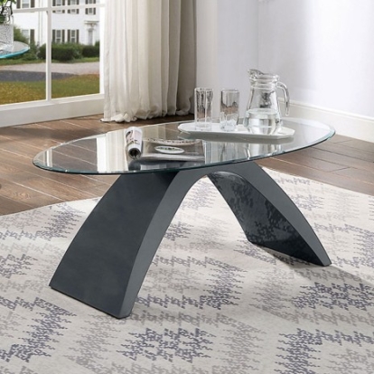 Furniture of America Nahara Contemporary Glass Gray Coffee Table Model FOA4042GY-C-TABLE