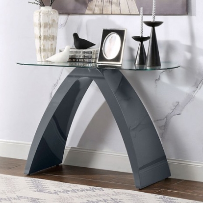 Furniture of America Nahara Contemporary Glass Gray Sofa Table Model FOA4042GY-S-TABLE