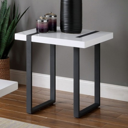 Furniture of America Eimear Contemporary Metal White-Black End Table Model FOA4403E