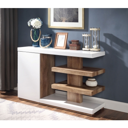 Moa White/Natural Tone Sofa Table Model FOA4495S by Furniture of America